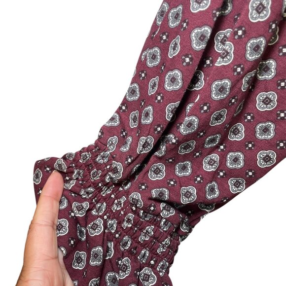 Michael by Michael Kors Burgundy Geometric Print V-Neck Long Sleeve Top sz 4X - Picture 2 of 10